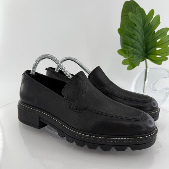 Bernardo Studio Womens Caleb Penny Loafers Block Heel Black Leather Size 11 - Picture 2 of 16